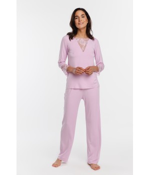 Pijama set mujer color rosa espalda completa